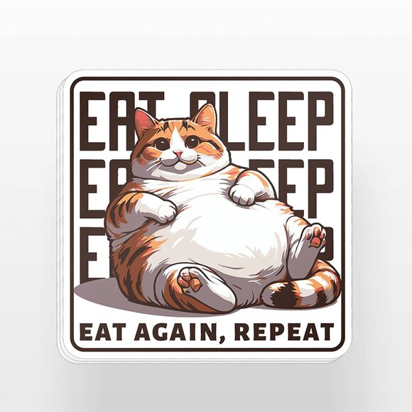 3pc - "Eat Sleep Repeat" Cat Sticker Pack – Water Bottle, Tumbler, Laptop - Picture 2 of 8